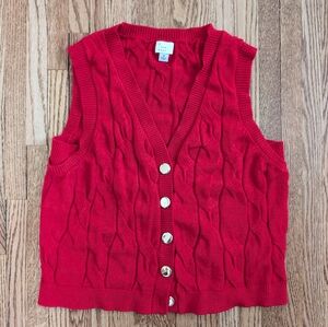 Women's A New Day Red Cable-Knit Button Front Sweater Vest